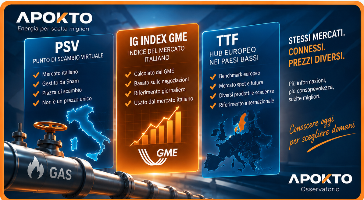 APOKTO Osservatorio: confronto tra PSV, IG Index GME e TTF nel mercato del gas