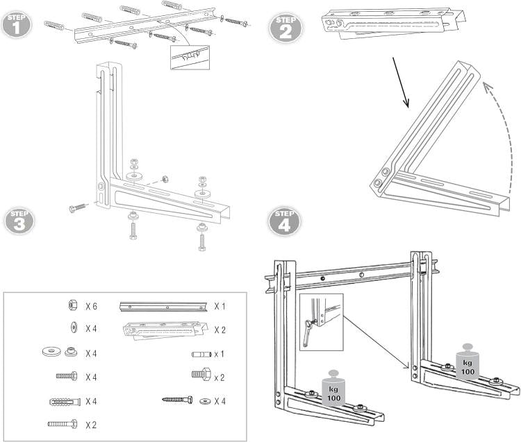 Fischer Klima Strong 521762 – Staffe con traversa per unità esterne climatizzatori
