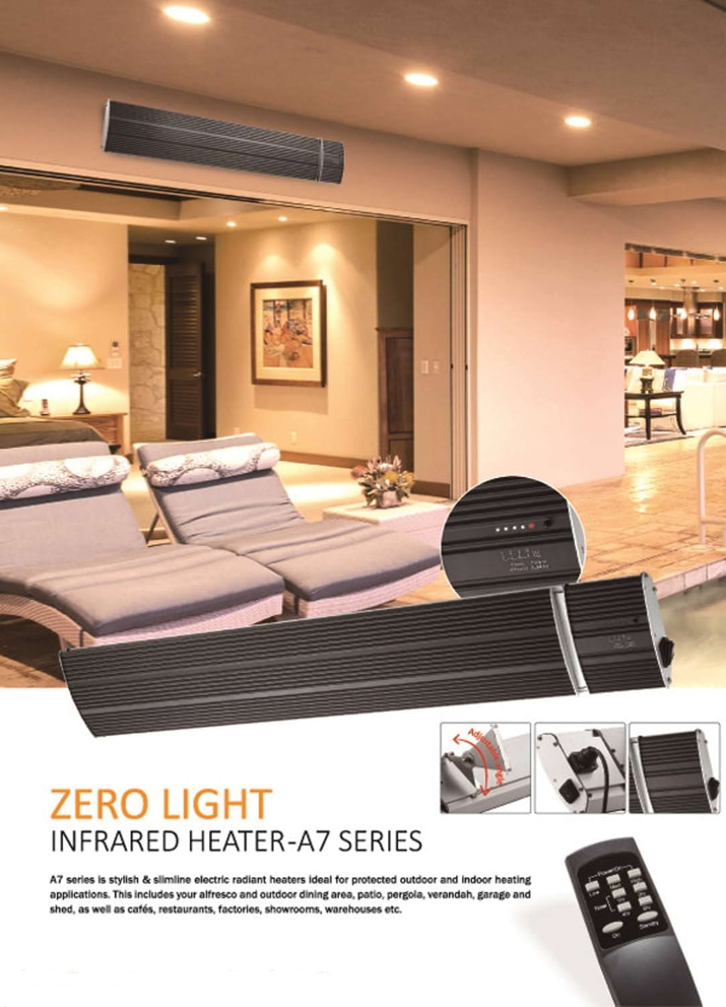 SINED CALORE Nero 2400 WiFi, riscaldatore a infrarossi IR-C per esterni — vista 3