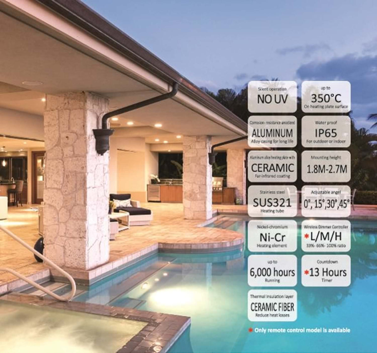 SINED CALORE Nero 2400 WiFi, riscaldatore a infrarossi IR-C per esterni — vista 4