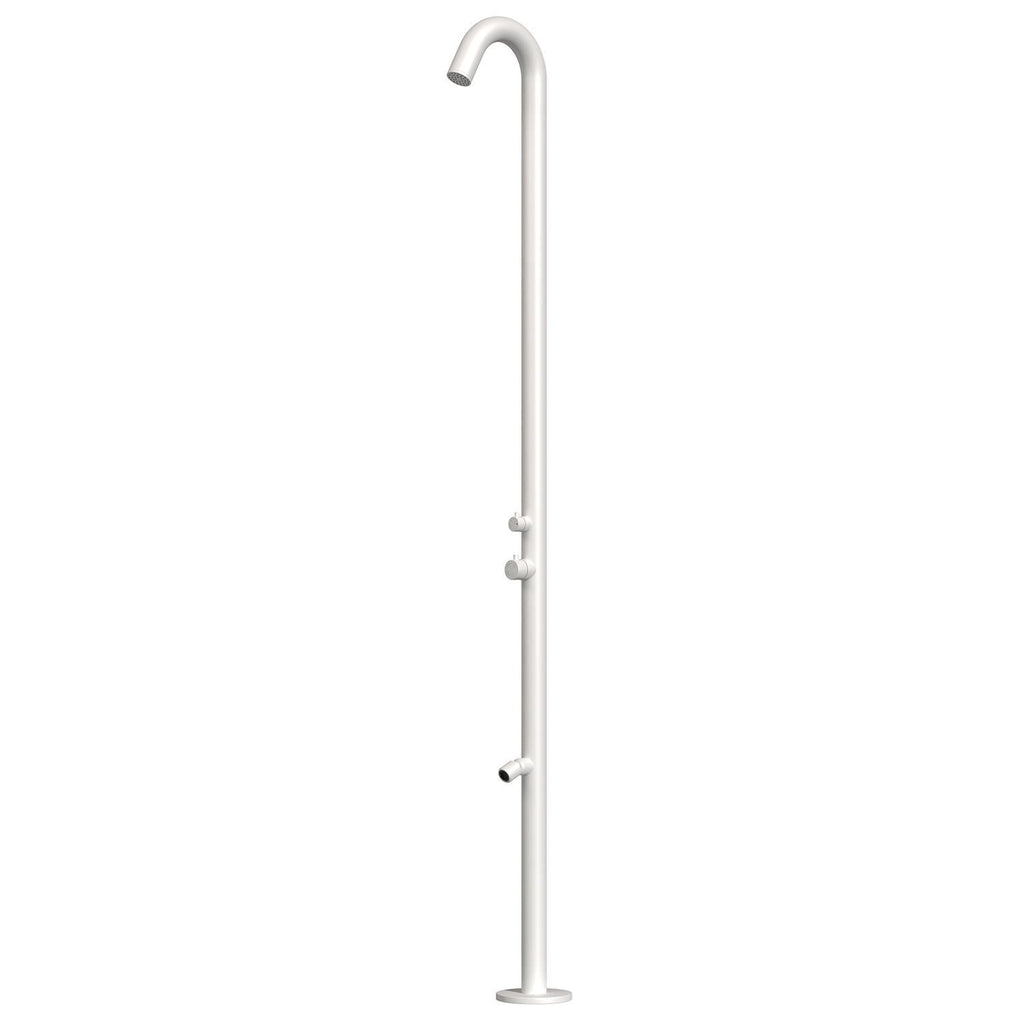 SINED Doccia da esterno Quartu con lavapiedi, acciaio inox 316L — Bianco