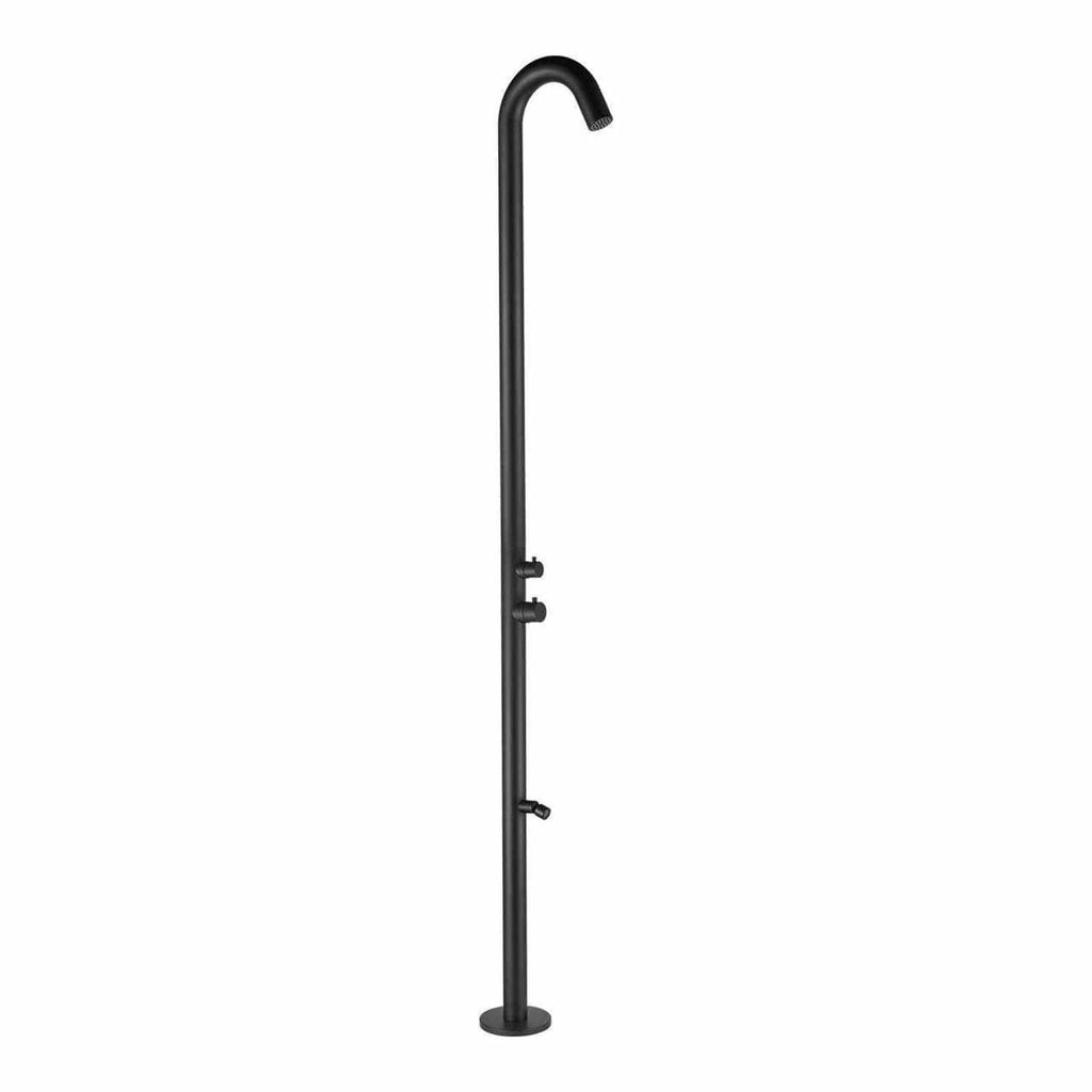 SINED Doccia da esterno Quartu con lavapiedi, acciaio inox 316L — Nero