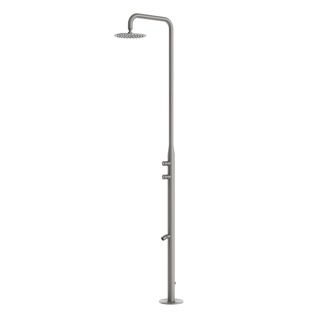 SINED Teulada, doccia temporizzata con doppio comando in acciaio inox 316L — Canna di fucile
