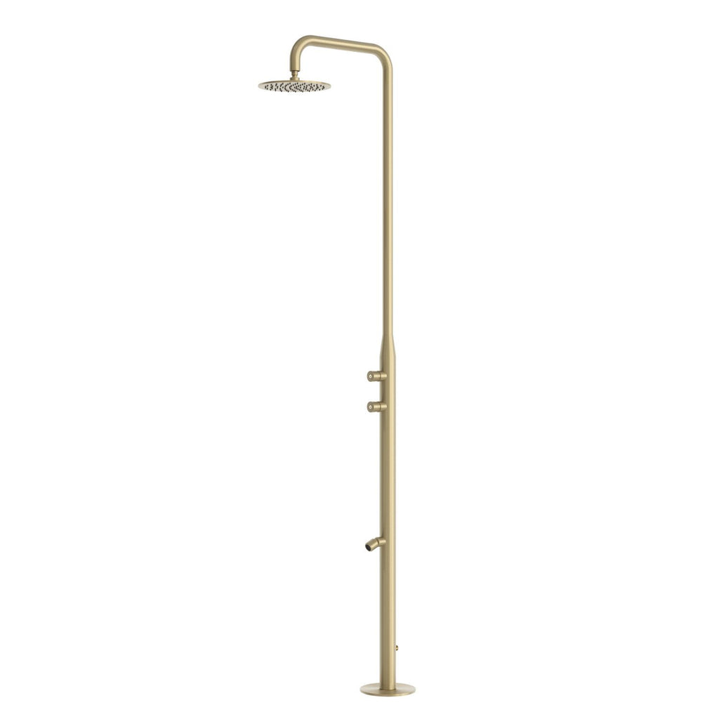 SINED Teulada, doccia temporizzata con doppio comando in acciaio inox 316L — Oro