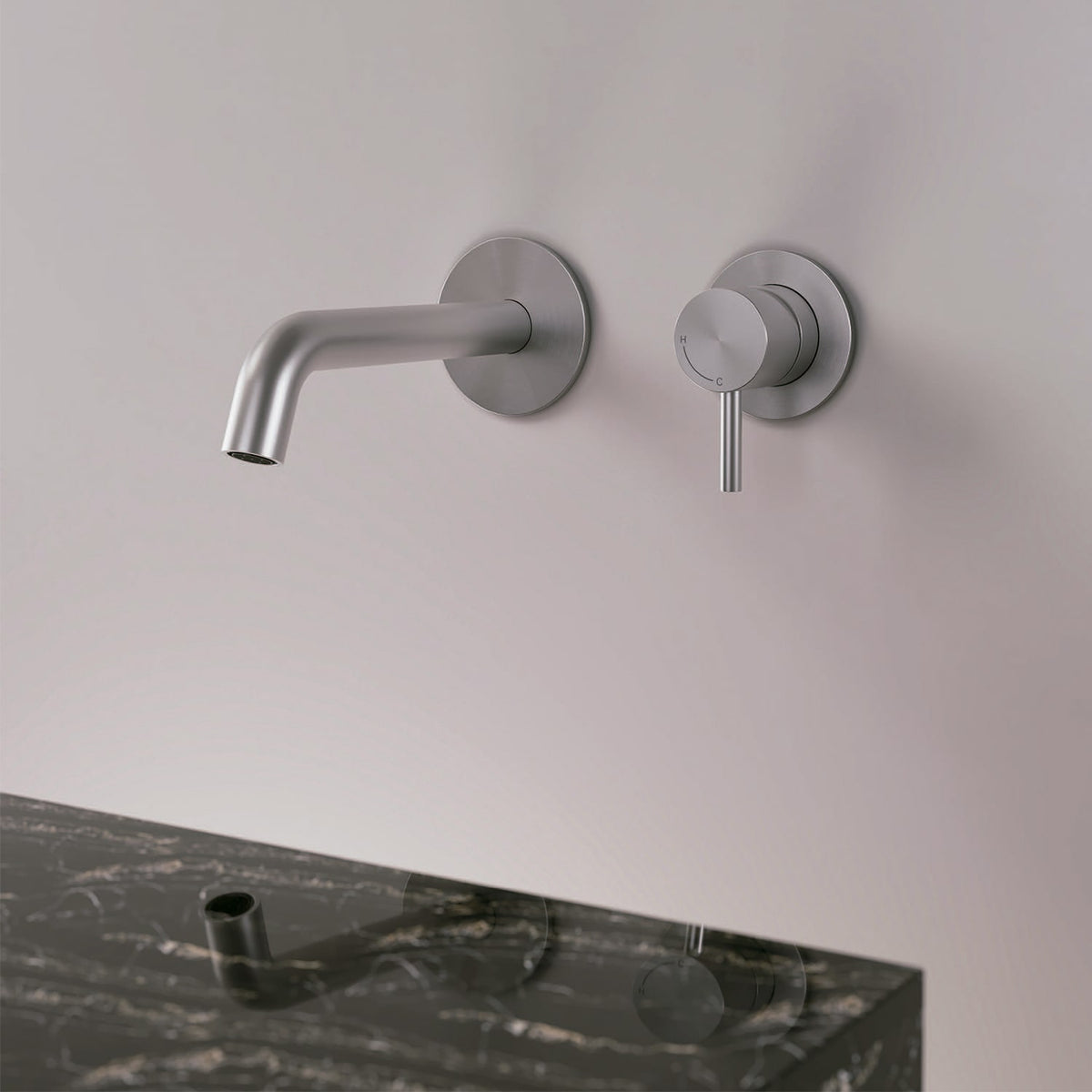 SINED Kit miscelatore e beccuccio Levante da parete in acciaio inox 316L — Inox