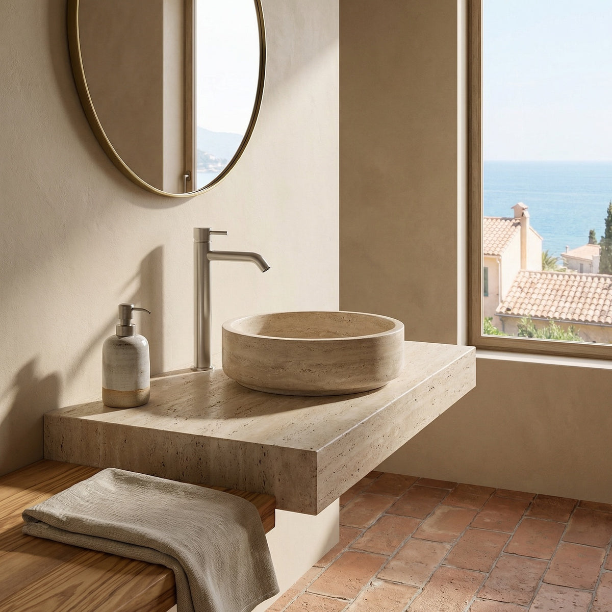SINED Rubinetto lavabo Levante alto 25 cm in acciaio inox 316L — Inox