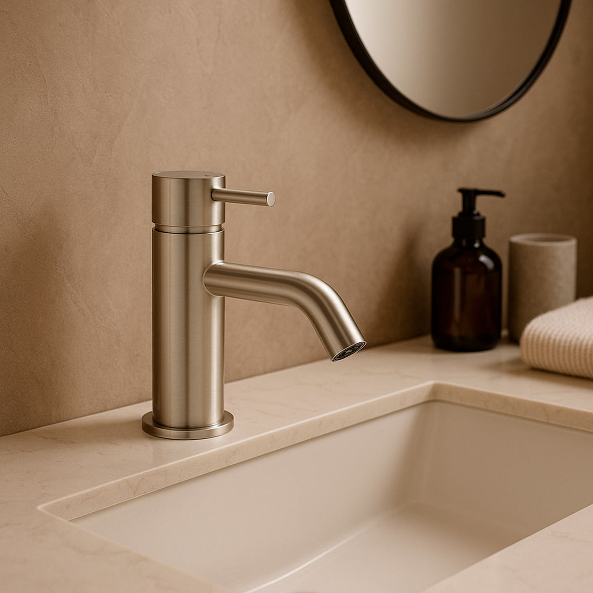 SINED Rubinetto lavabo Levante basso 17 cm in acciaio inox 316L — Inox