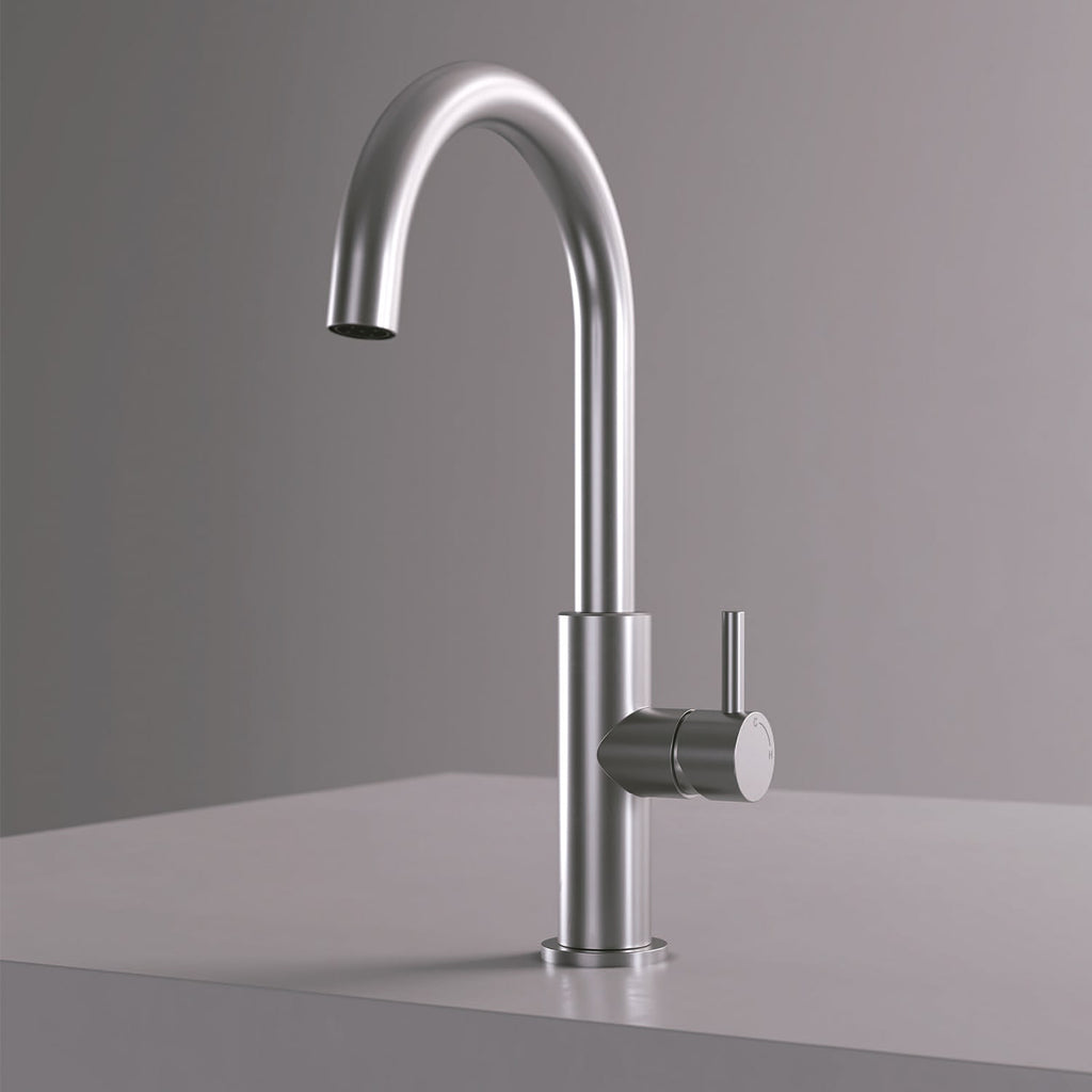SINED Rubinetto cucina Levante alto 32 cm in acciaio inox 316L — Inox