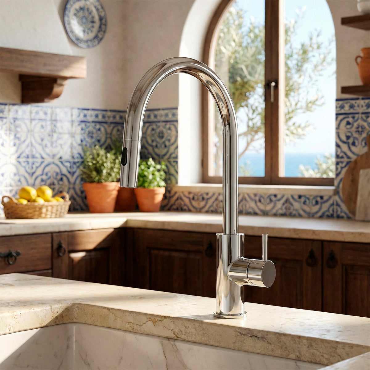 SINED Rubinetto cucina Levante estraibile in acciaio inox 316L — Inox