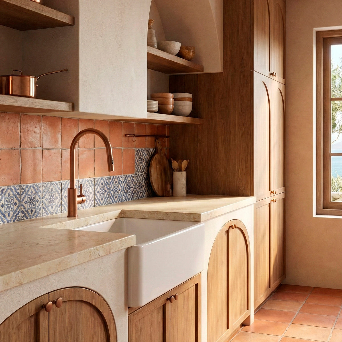 SINED Rubinetto cucina Levante estraibile in acciaio inox 316L — Oro rosa