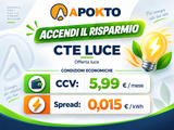 Offerta Luce APOKTO - CCV 5,99 euro al mese - Spread Power 0,015 euro per kWh